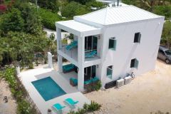 Drone shot of Gracehavn Villa in teh Bight Settlement , Providenciales